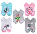 STAR WARS THE MANDALORIAN Ladies 5 Pair Of MOTHER’S DAY No Show Socks ‘YODA BEST MOM’ - Novelty Socks And Slippers