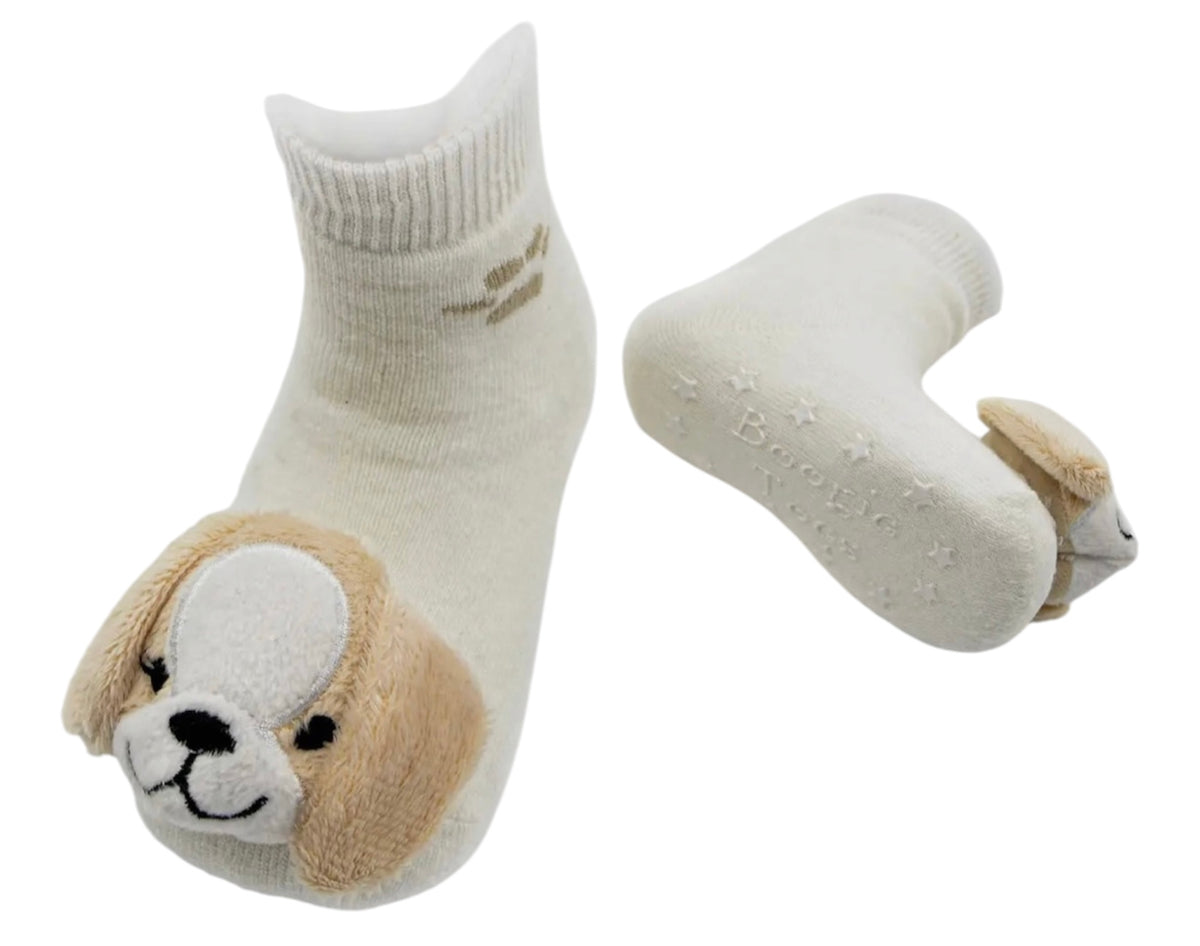 PUPPY DOG Unisex Baby RATTLE GRIPPER BOTTOM SOCKS BOOGIE TOES Brand By PIERO LIVENTI