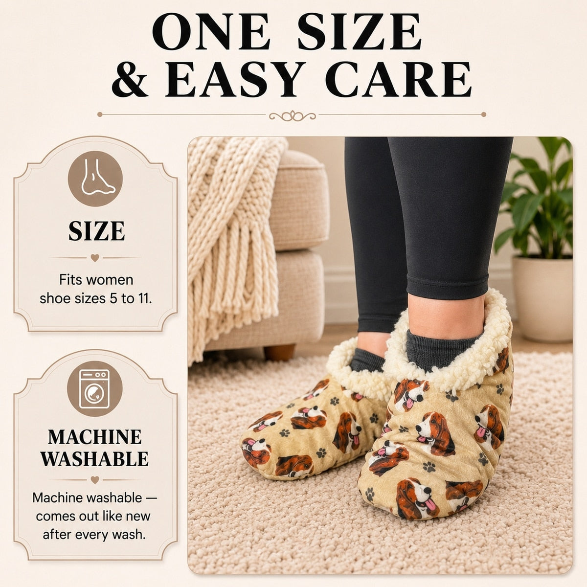 BASSET HOUND Dog Ladies Non-Slip Slippers COMFIES BRAND By E&S Pets
