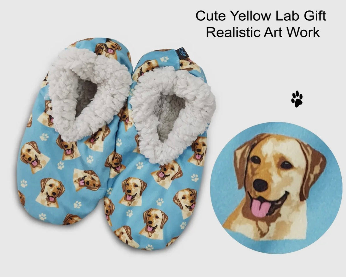 YELLOW LABRADOR DOG Ladies Non-Slip SLIPPERS COMFIES BRAND By E&S Pets - Novelty Socks And Slippers