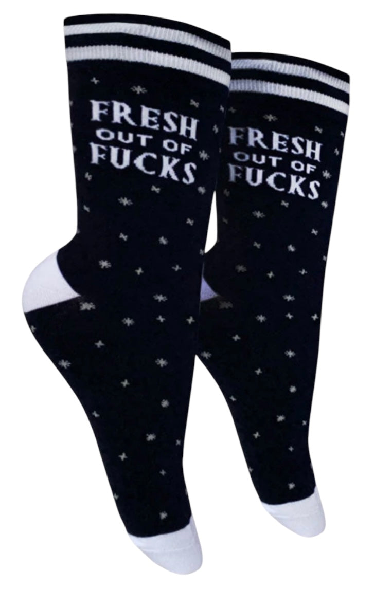 GROOVY THINGS CO Brand Ladies FRESH OUT OF FUCKS Socks - Novelty Socks And Slippers