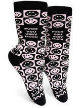FUCK YOU VERY MUCH Ladies Smiley Face Socks GROOVY THINGS Brand - Novelty Socks And Slippers