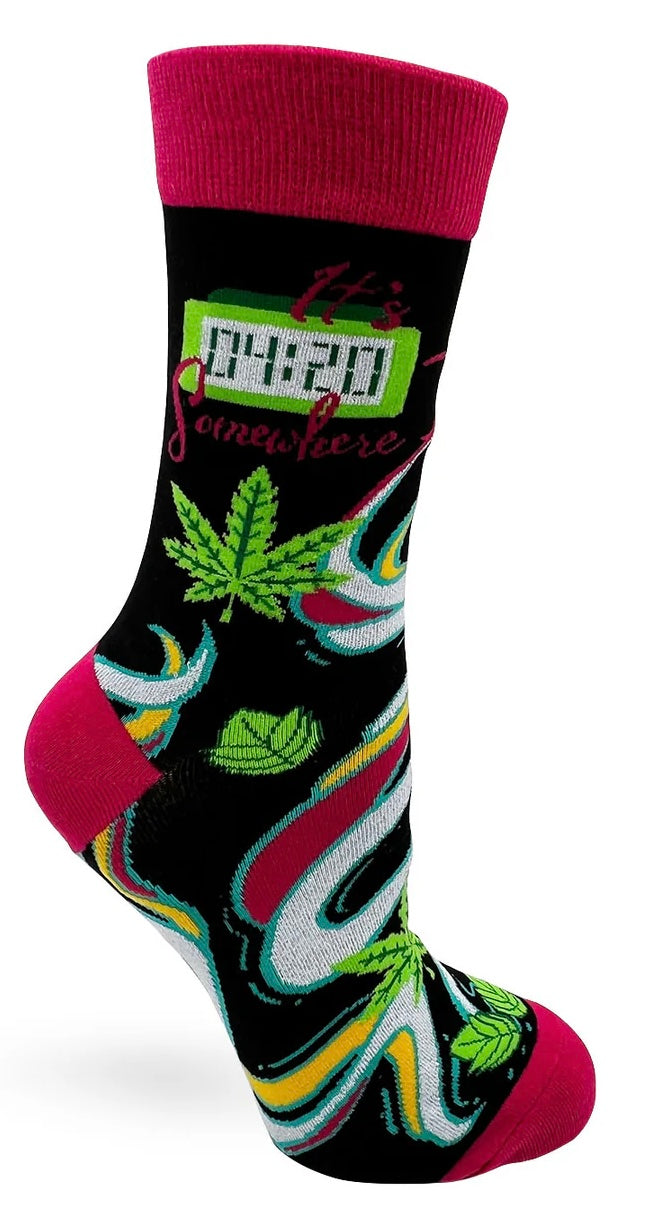 FABDAZ BRAND LADIES ‘IT’S 4:20 SOMEWHERE’ MARIJUANA SOCKS - Novelty Socks And Slippers