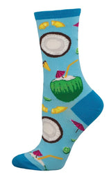 SOCKSMITH Brand Ladies PINA COLADA Drink LIME & COCONUTS - Novelty Socks And Slippers