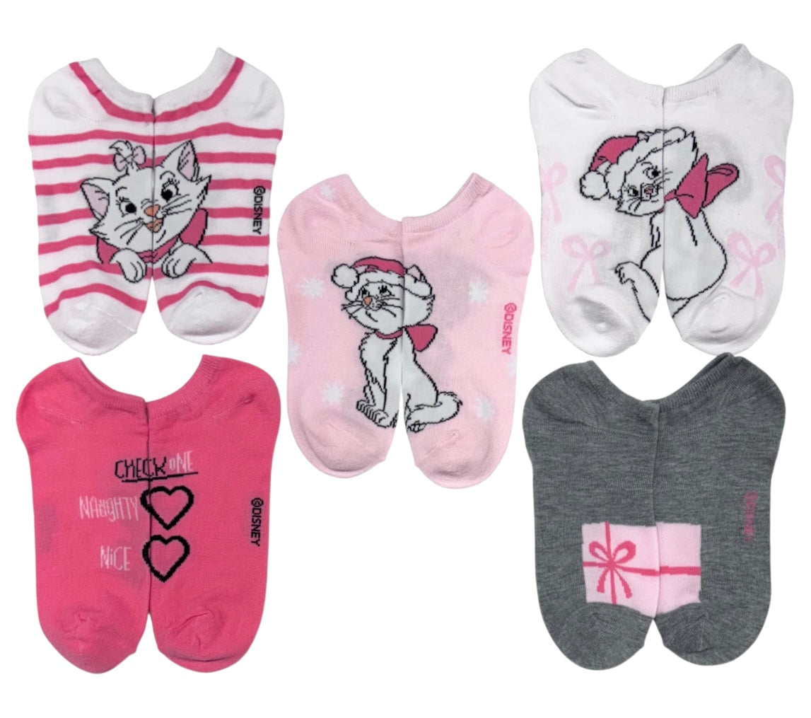 DISNEY THE ARISTOCATS Ladies 5 Pair Of CHRISTMAS Marie The Cat Socks - Novelty Socks And Slippers