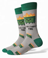 DUMPSTER FIRE Men’s Socks ‘EVERYTHING’S FINE SOCK HARBOR Brand - Novelty Socks And Slippers