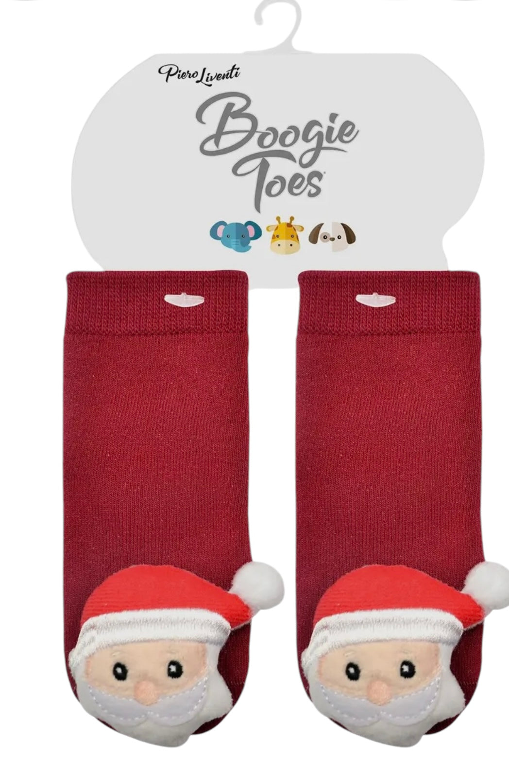 BOOGIE TOES Baby SANTA CLAUS Rattle Gripper Bottom Socks By PIERO LIVENTI - Novelty Socks And Slippers
