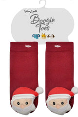BOOGIE TOES Baby SANTA CLAUS Rattle Gripper Bottom Socks By PIERO LIVENTI - Novelty Socks And Slippers