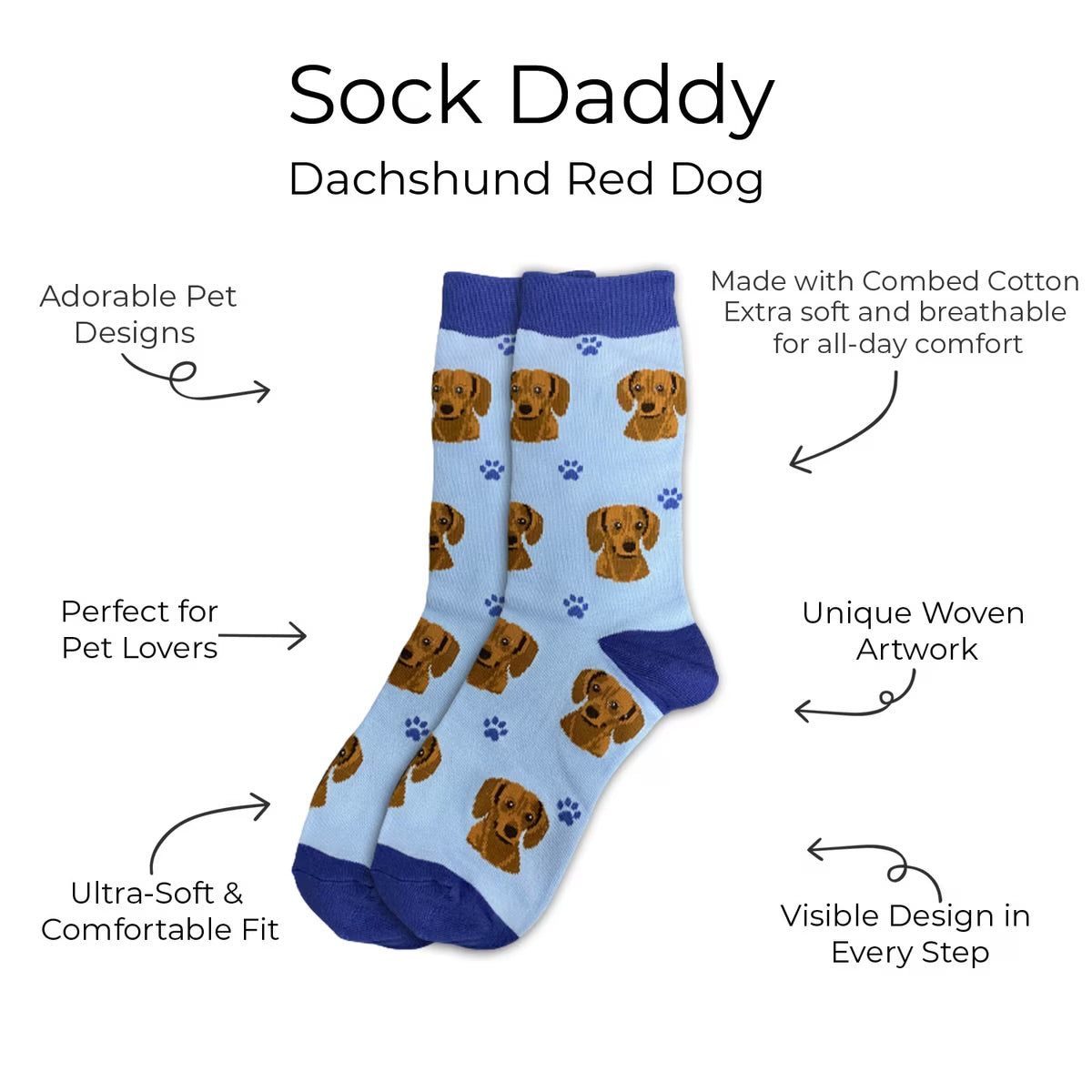 RED DACHSHUND Dog Adult Unisex Socks By E&S Pets Choose Style