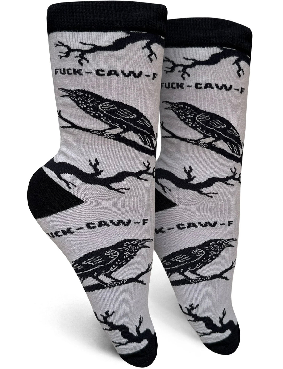 FUCK-CAW-F Ladies Black Crow Socks GROOVY THINGS Brand
