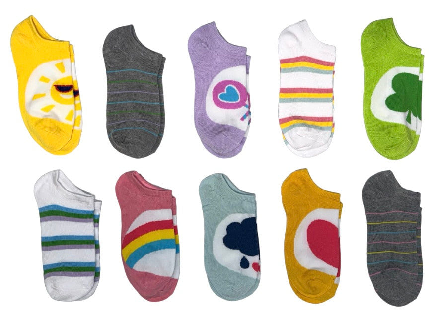 CARE BEARS Ladies 10 Pair Of No Show Socks - Novelty Socks And Slippers