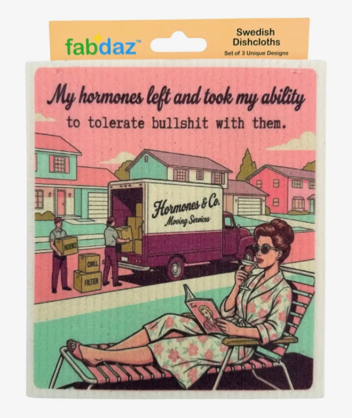 FUNNY MENOPAUSE SAYINGS Set Of 3 Swedish Dishcloths ‘MY HORMONES LEFT & TOOK MY ABILITY TO TOLERATE BULLSHIT WITH THEM’