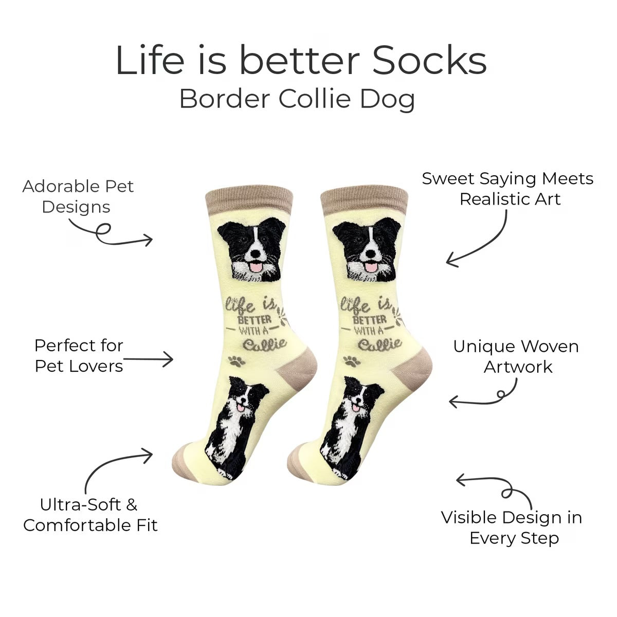 BORDER COLLIE Dog Adult Unisex Socks By E&S Pets Choose Style
