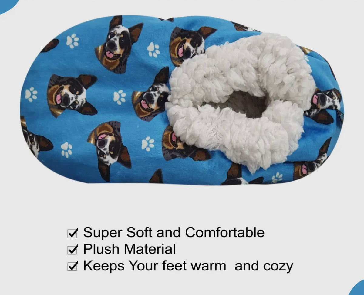 COMFIES BRAND LADIES AUSTRALIAN CATTLE DOG NON SKID SLIPPERS - Novelty Socks And Slippers