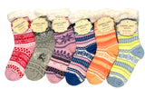 WINTER THEME Ladies Sherpa Lined Gripper Bottom Slipper Socks - Novelty Socks And Slippers