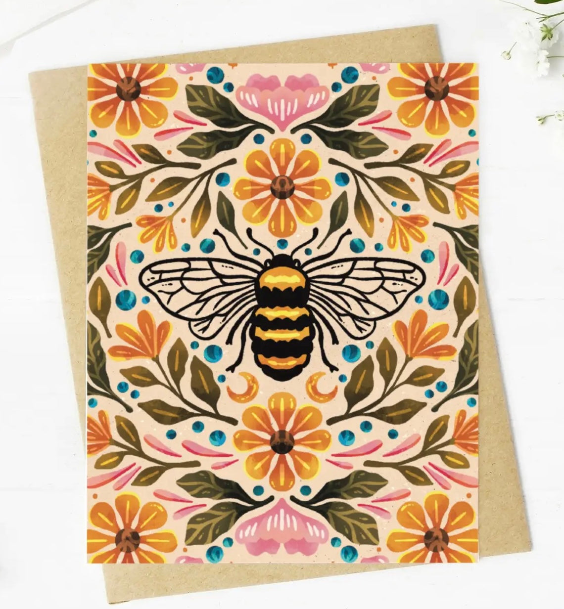 Friendly Greeting Card with Flowers & Bees *MADE IN THE USA! - Novelty Socks And Slippers