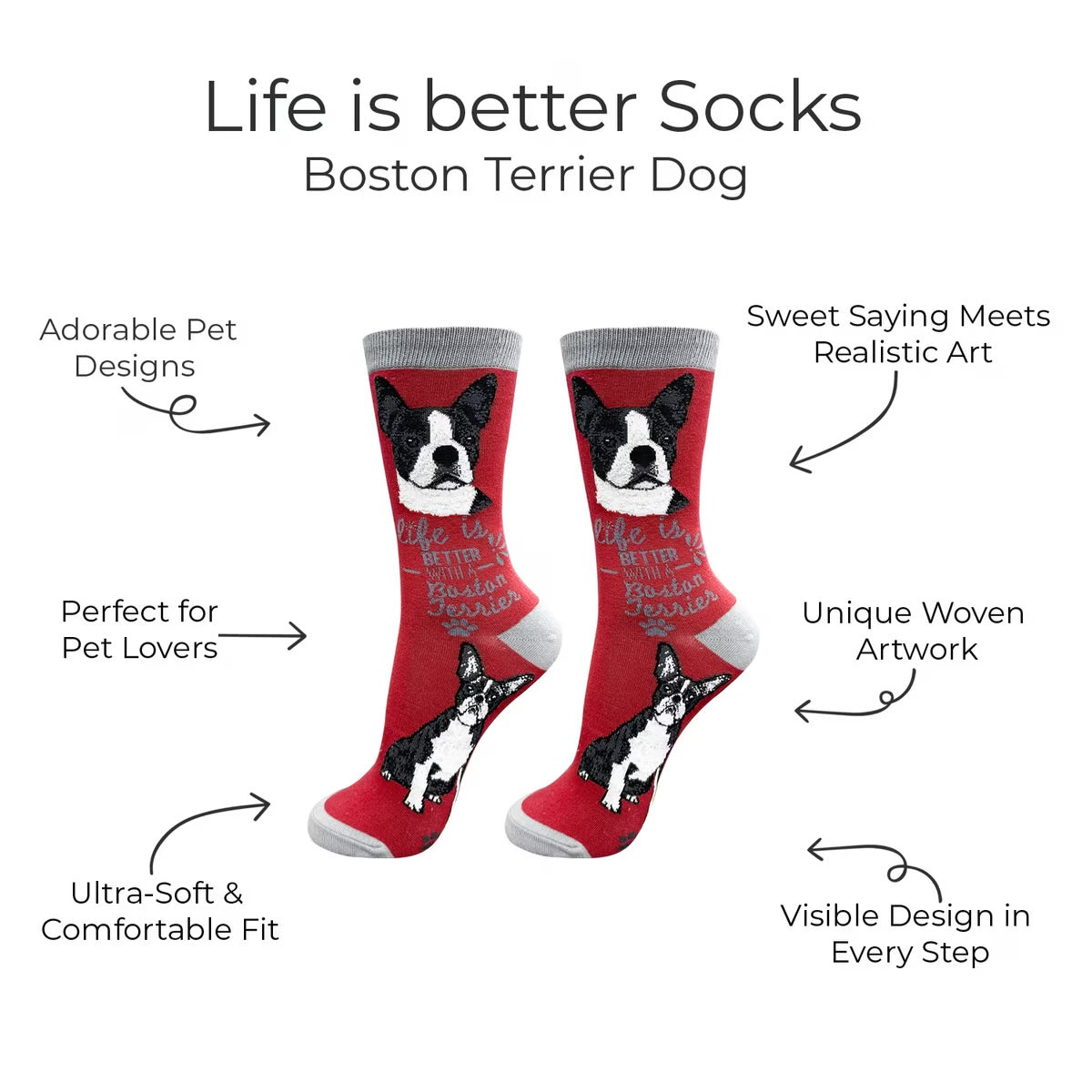 BOSTON TERRIER Dog Adult Unisex Socks By E&S Pets Choose Style