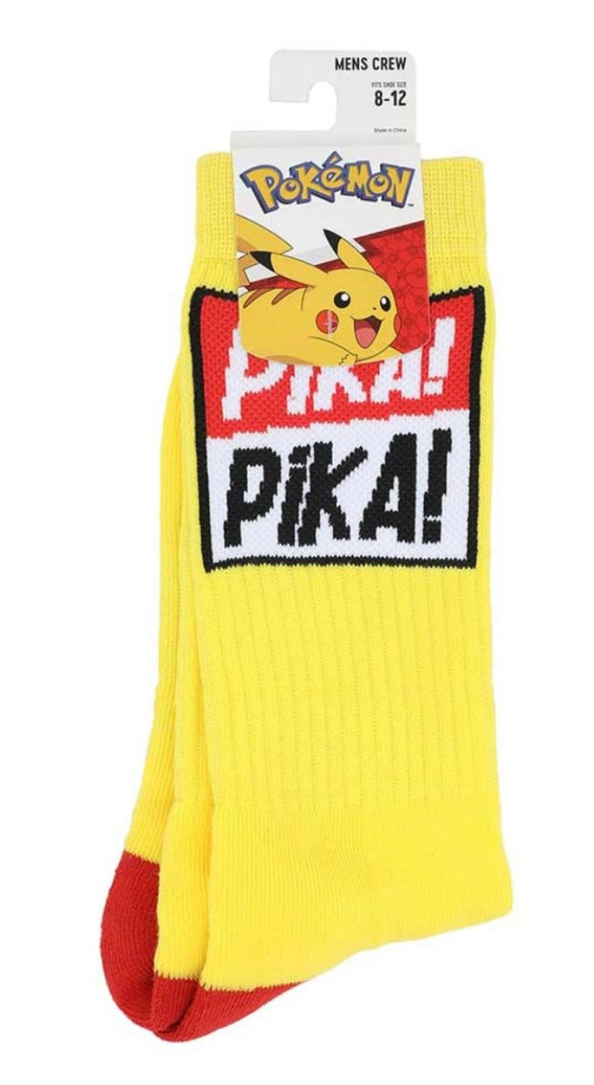 POKEMON Men’s PIKACHU Socks PIKA! PIKA! BIOWORLD Brand - Novelty Socks And Slippers