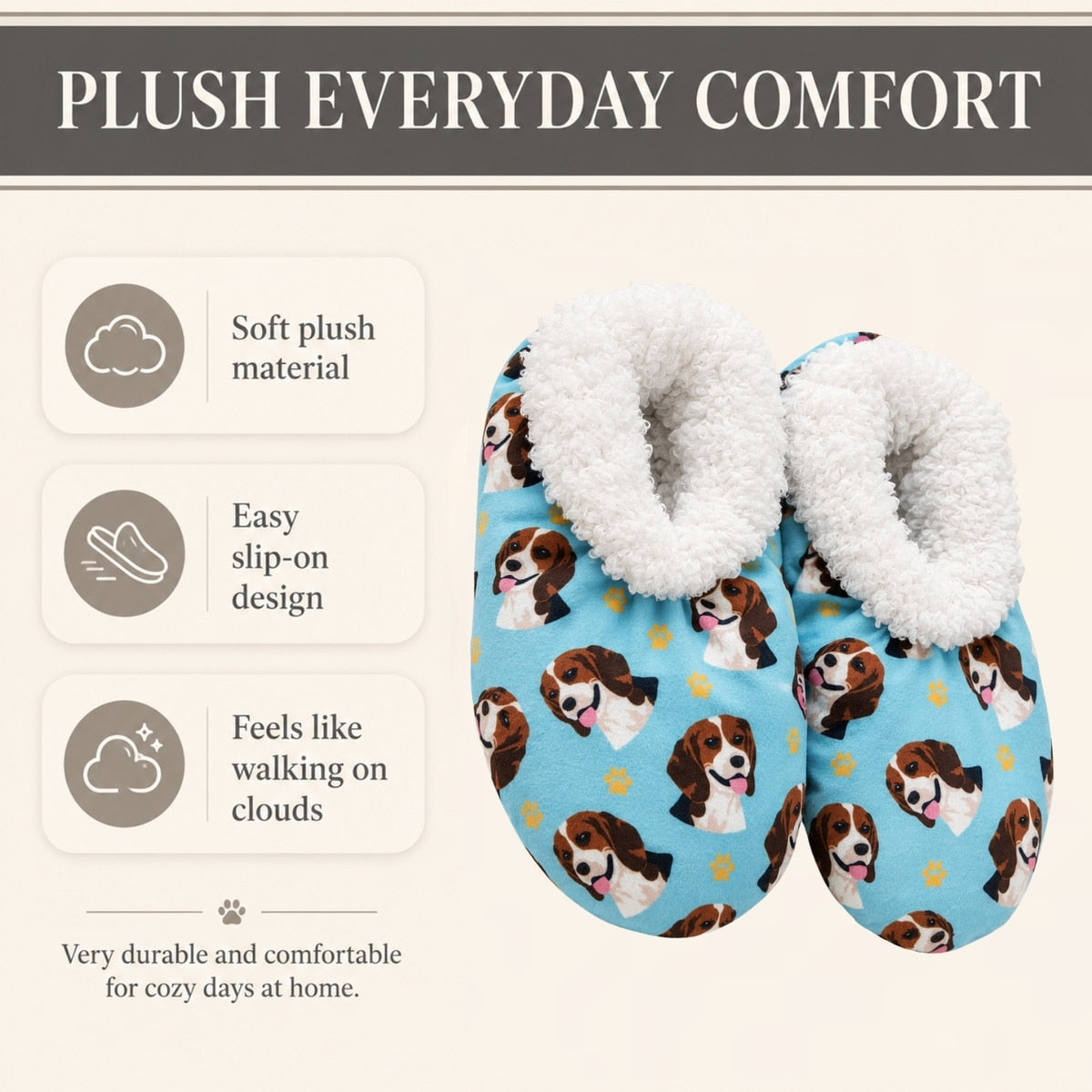 BEAGLE Dog Ladies Non-Slip Slippers COMFIES BRAND By E&S Pets