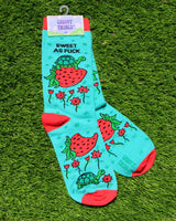 GROOVY THINGS Brand Ladies SWEET AS FUCK Socks Turtle & Strawberries - Novelty Socks And Slippers