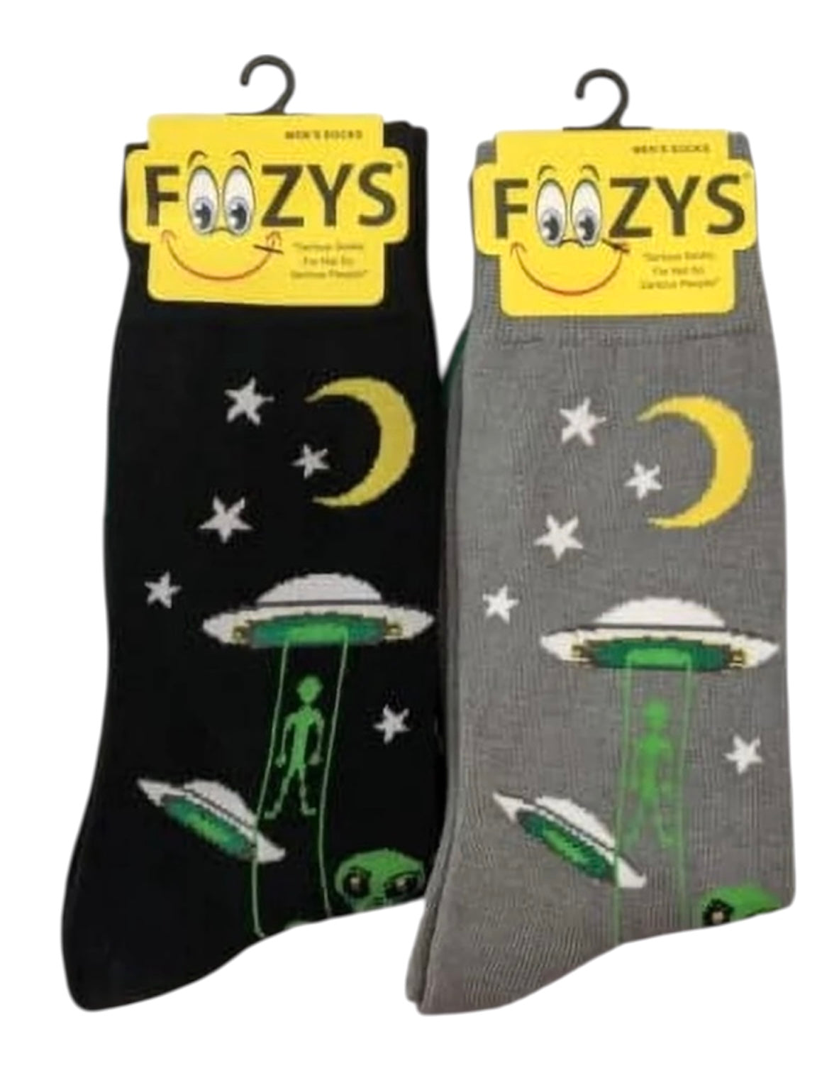 ALIENS & UFO’S MEN’S 2 PAIR OF SOCKS FOOZYS BRAND - Novelty Socks And Slippers