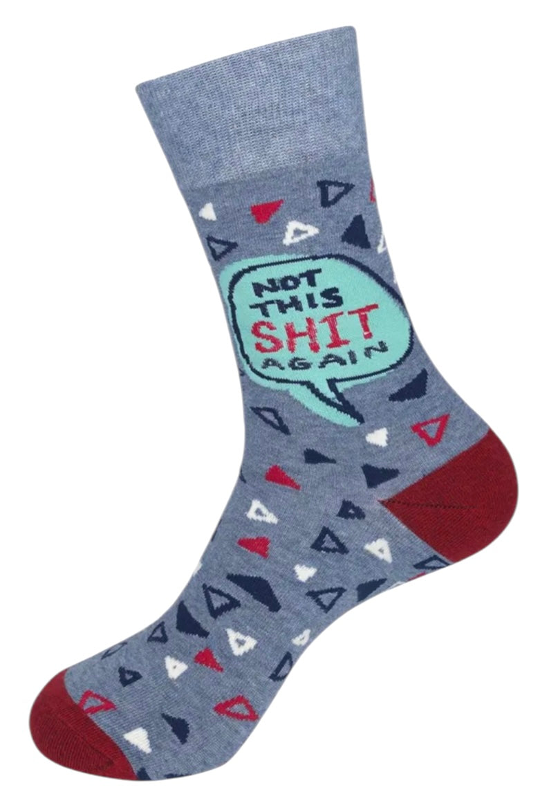 FUNATIC Brand Unisex ‘NO THIS SHIT AGAIN’ Socks - Novelty Socks And Slippers