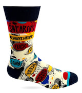 FABDAZ Brand Men’s SWEARING ALWAYS HELPS Socks Curse Words All Over - Novelty Socks And Slippers