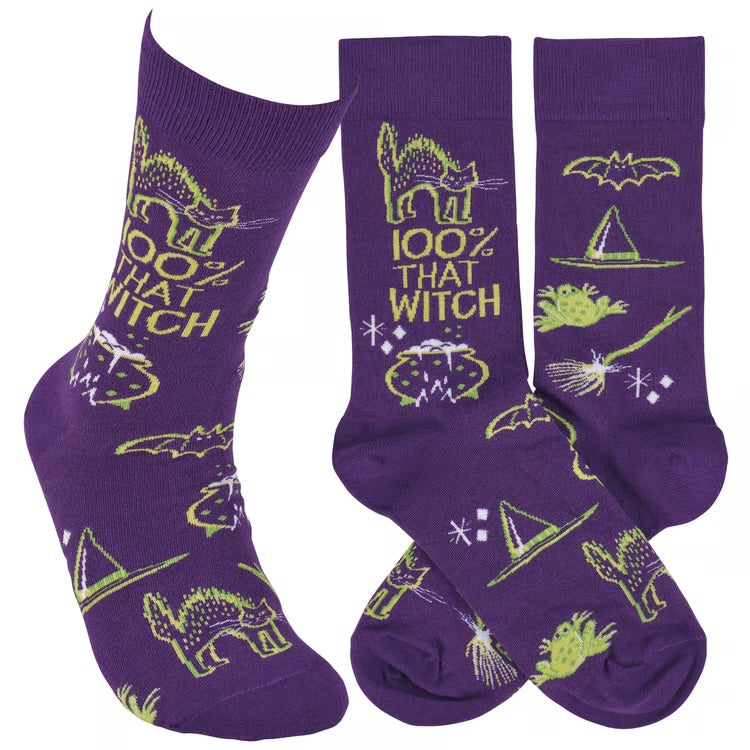 100% THAT WITCH Unisex Halloween Socks Primitives By Kathy - Novelty Socks And Slippers