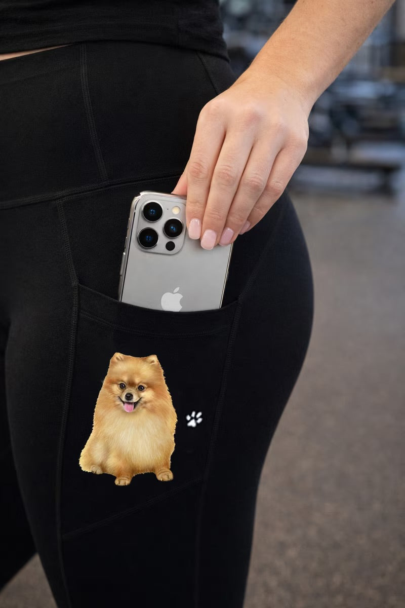 POMERANIAN Dog Ladies High Rise Leggings With Pockets URBAN ATHLETICS Brand By E&S Pets