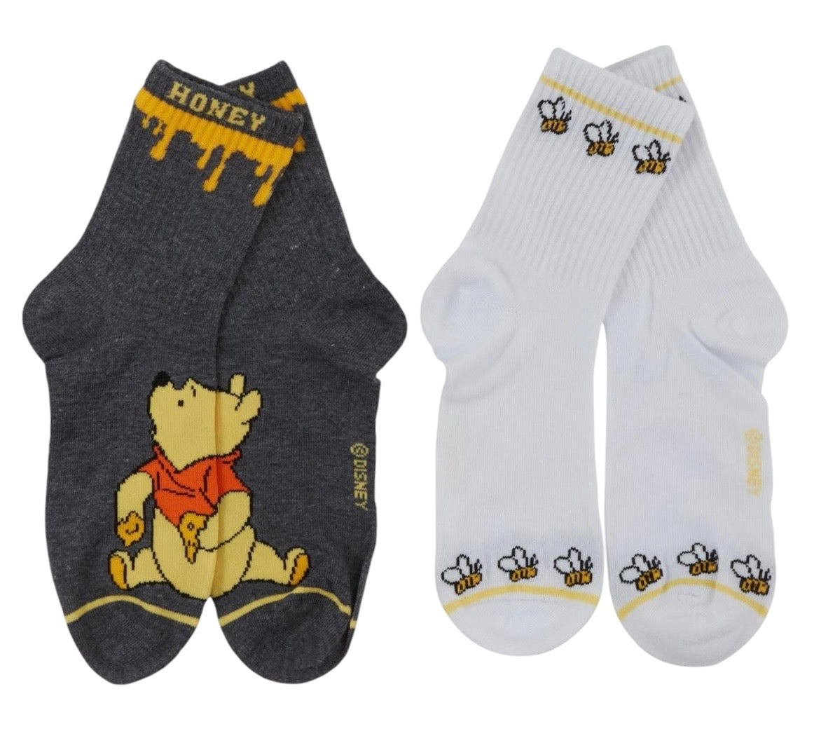 DISNEY WINNIE THE POOH Ladies 2 Pair Of Socks With Honeybees