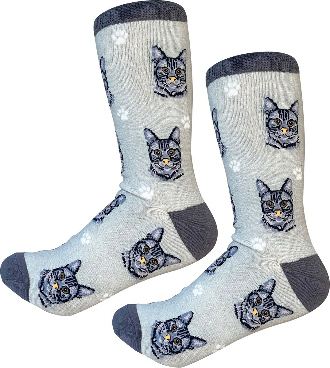 SILVER GRAY TABBY CAT Adult Unisex Socks By E&S Pets Choose Style