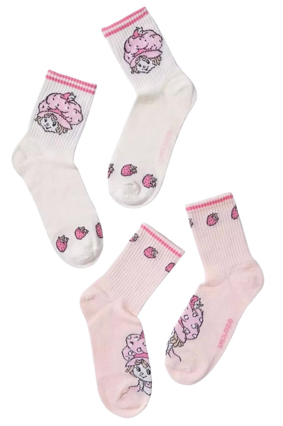 STRAWBERRY SHORTCAKE Ladies 2 Pair Of Socks - Novelty Socks And Slippers