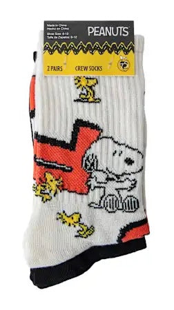 PEANUTS Ladies 2 Pair Of SNOOPY & WOODSTOCK Socks ‘Peanuts Social Club’ - Novelty Socks And Slippers