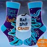 FABDAZ BRAND LADIES ‘BAT SHIT CRAZY’ SOCKS With BATS - Novelty Socks And Slippers