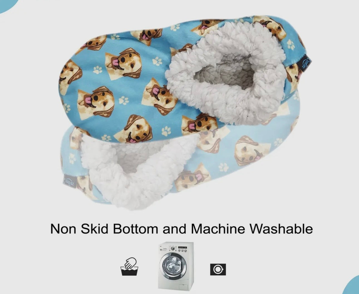 YELLOW LABRADOR DOG Ladies Non-Slip SLIPPERS COMFIES BRAND By E&S Pets - Novelty Socks And Slippers