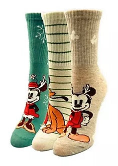 DISNEY Ladies CHRISTMAS 3 Pair Of Socks Pluto, Mickey & Minnie - Novelty Socks And Slippers