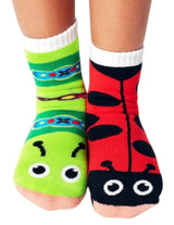 PALS Socks Brand Unisex Toddler LADYBUG & CATERPILLAR Mismatched Gripper Bottom Socks - Novelty Socks And Slippers