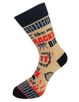 I LIKE MY RACKS BIG Men’s BBQ Socks ‘My Butt Rubbed & My Pork Pulled’ Fabdaz Brand