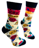 FABDAZ Brand Ladies SWEARING ALWAYS HELPS Socks Curse Words All Over - Novelty Socks And Slippers