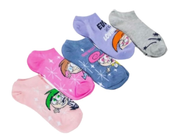 THE FAIRLY ODDPARENTS Ladies 5 Pair Of No Show Socks ‘ONE WISH COMIN’ UP!’ - Novelty Socks And Slippers