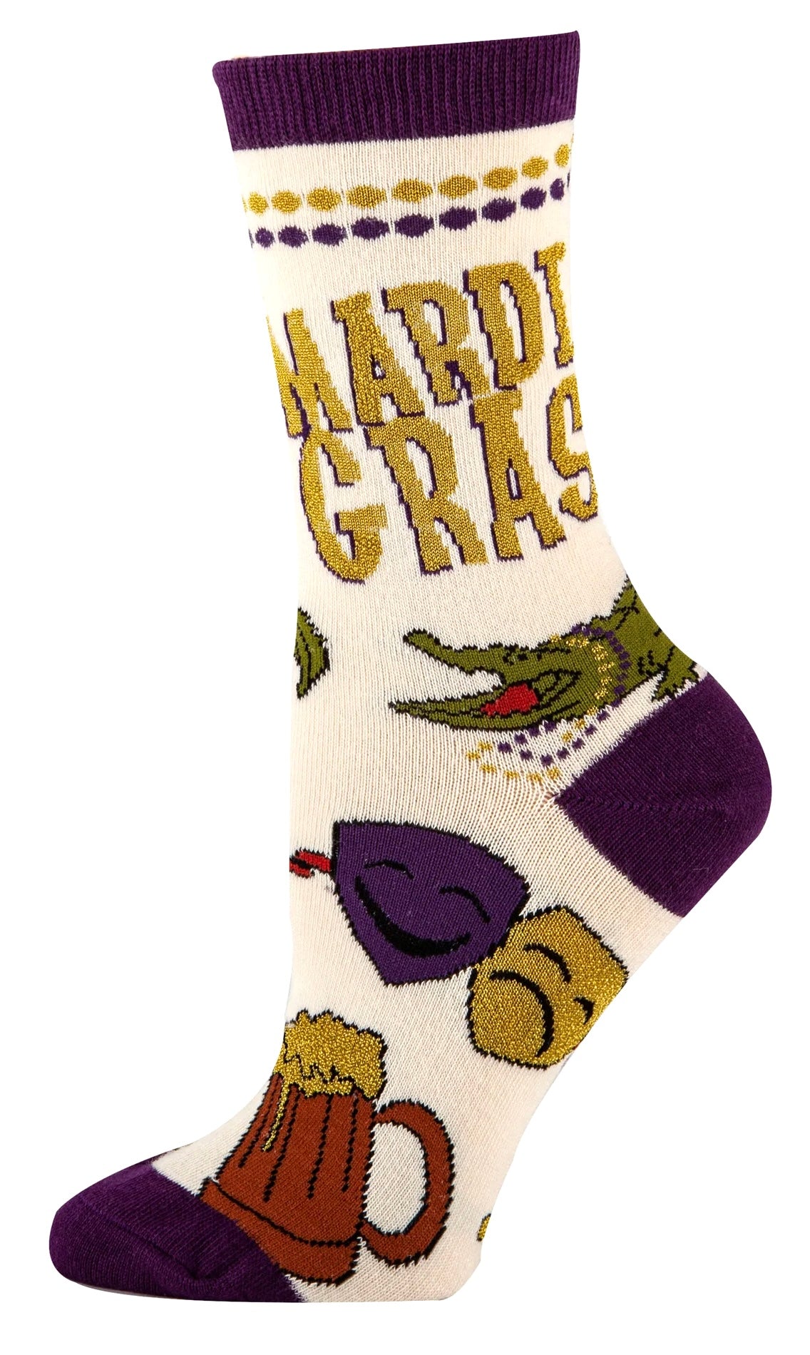 OOOH YEAH Brand Ladies MARDI GRAS Socks - Novelty Socks And Slippers