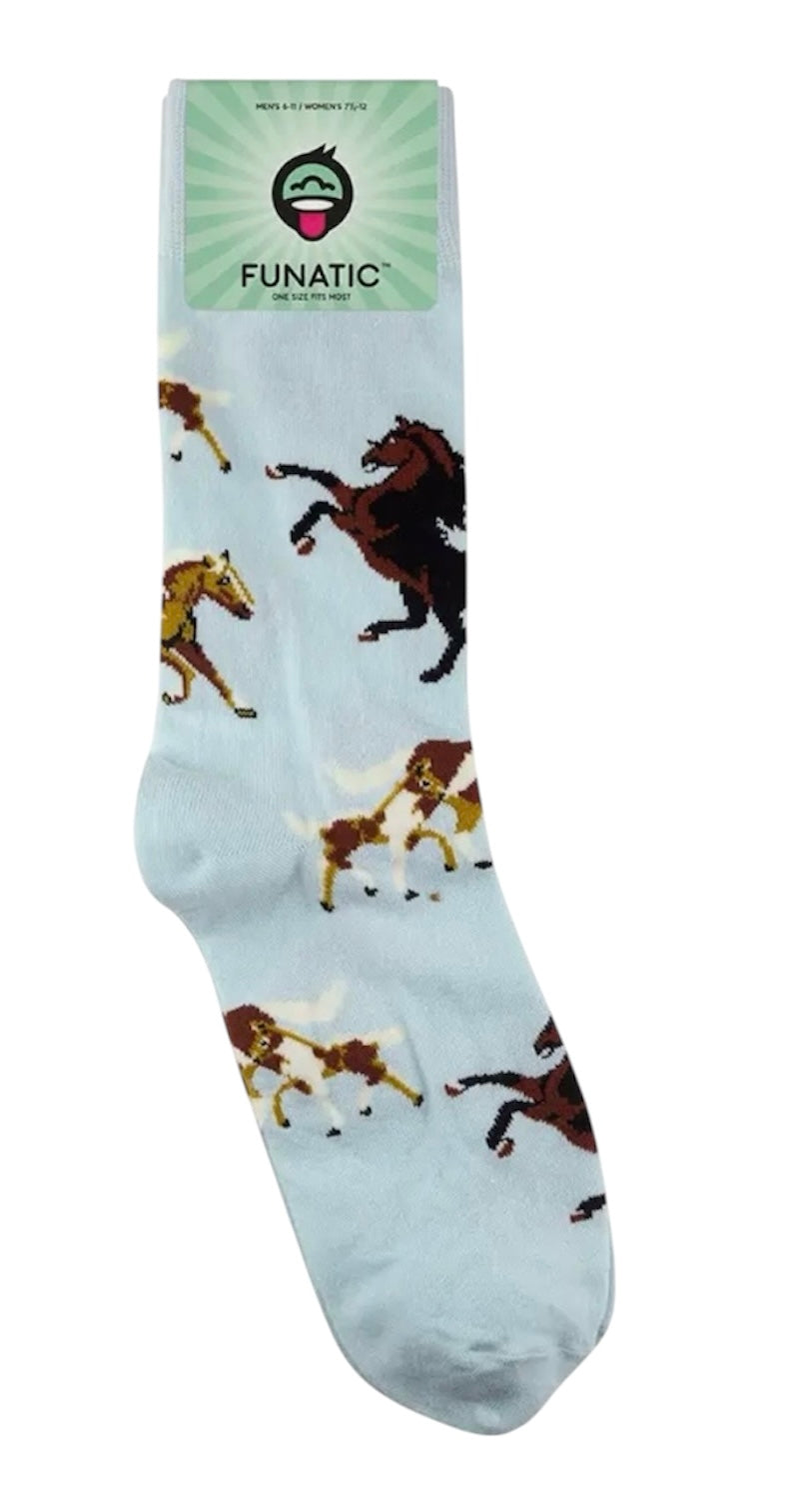 HORSE Adult Unisex Socks FUNATIC Brand HORSES All Over - Novelty Socks And Slippers