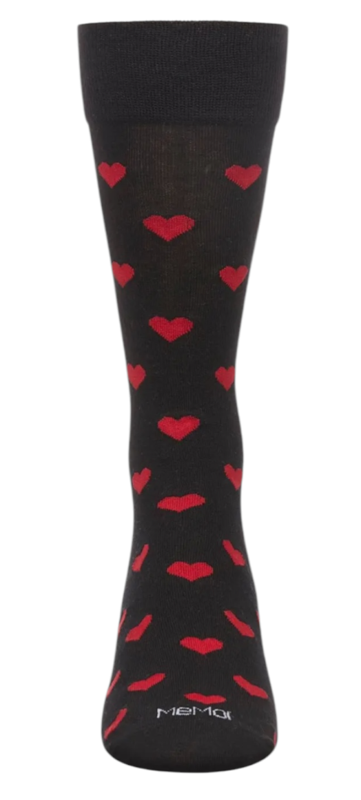 Memoi Brand Men’s VALENTINES DAY Socks Red Hearts All Over - Novelty Socks And Slippers