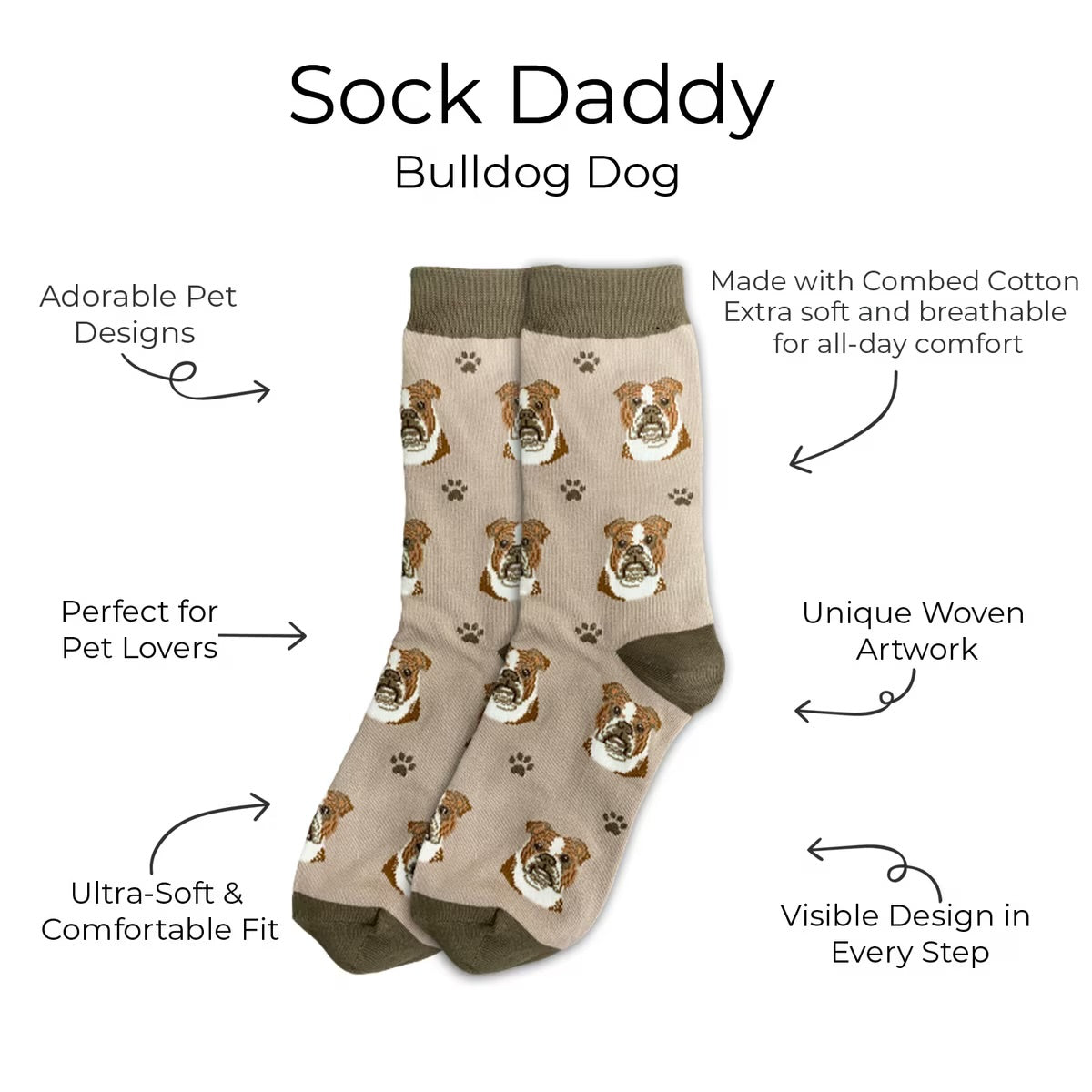 BULLDOG Adult Unisex Socks By E&S Pets Choose Style