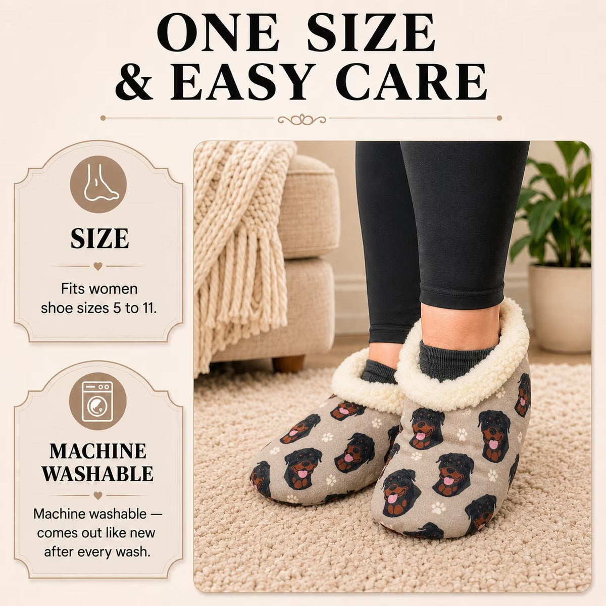 ROTTWEILER Dog Ladies Non-Slip Slippers COMFIES BRAND By E&S Pets