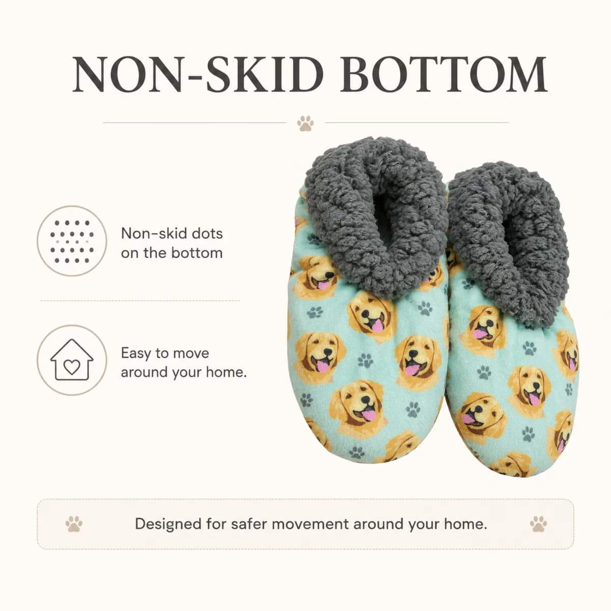 GOLDEN RETRIEVER Dog Ladies Non-Slip Slippers COMFIES BRAND By E&S Pets