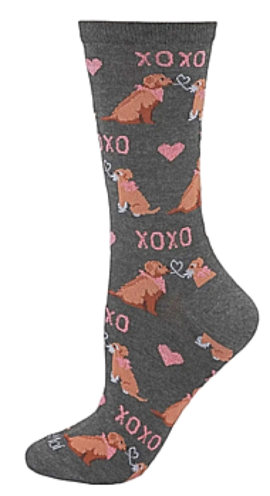 Memoi Brand Ladies KISSING DOGS VALENTINE’S DAY Socks ‘HEART SHAPED NOODLE KISS’ XOXO - Novelty Socks And Slippers