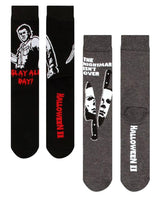 HALLOWEEN II Men’s 2 Pair Of MICHAEL MYERS Socks ‘THE NIGHTMARE ISN’T OVER’ - Novelty Socks And Slippers
