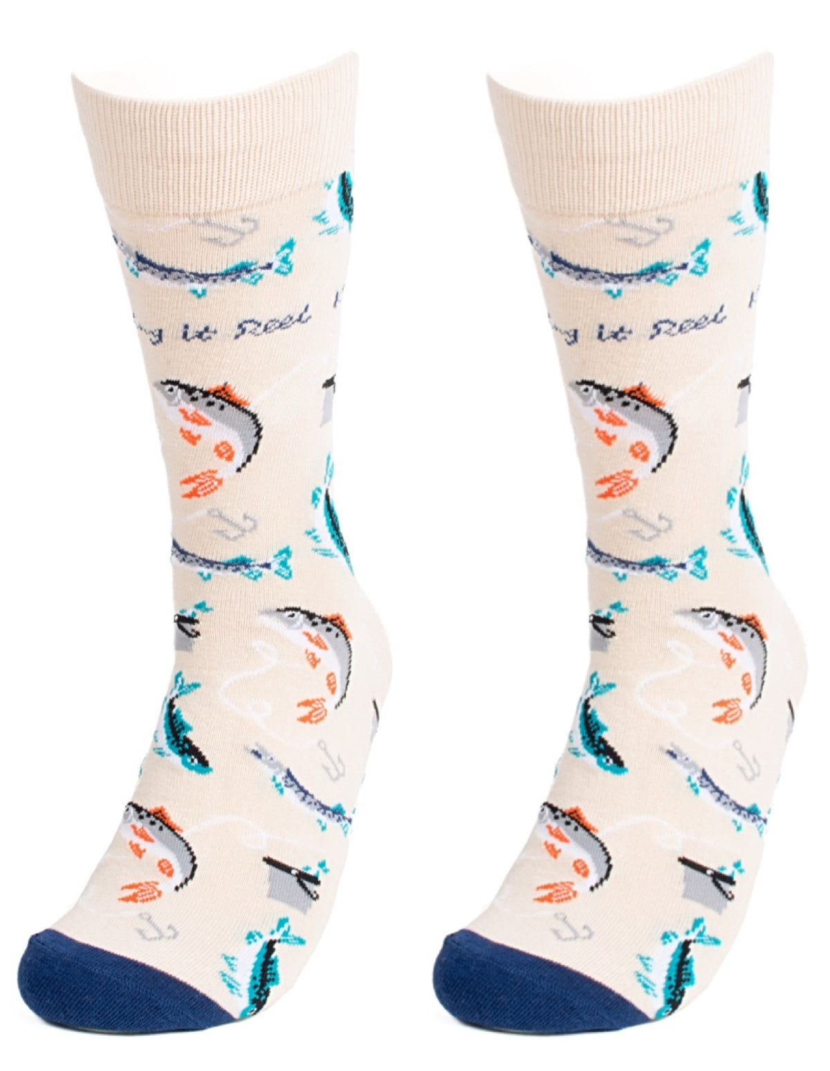 PARQUET Brand Men’s FISHING Socks ‘KEEPING IT REEL’ - Novelty Socks for Less