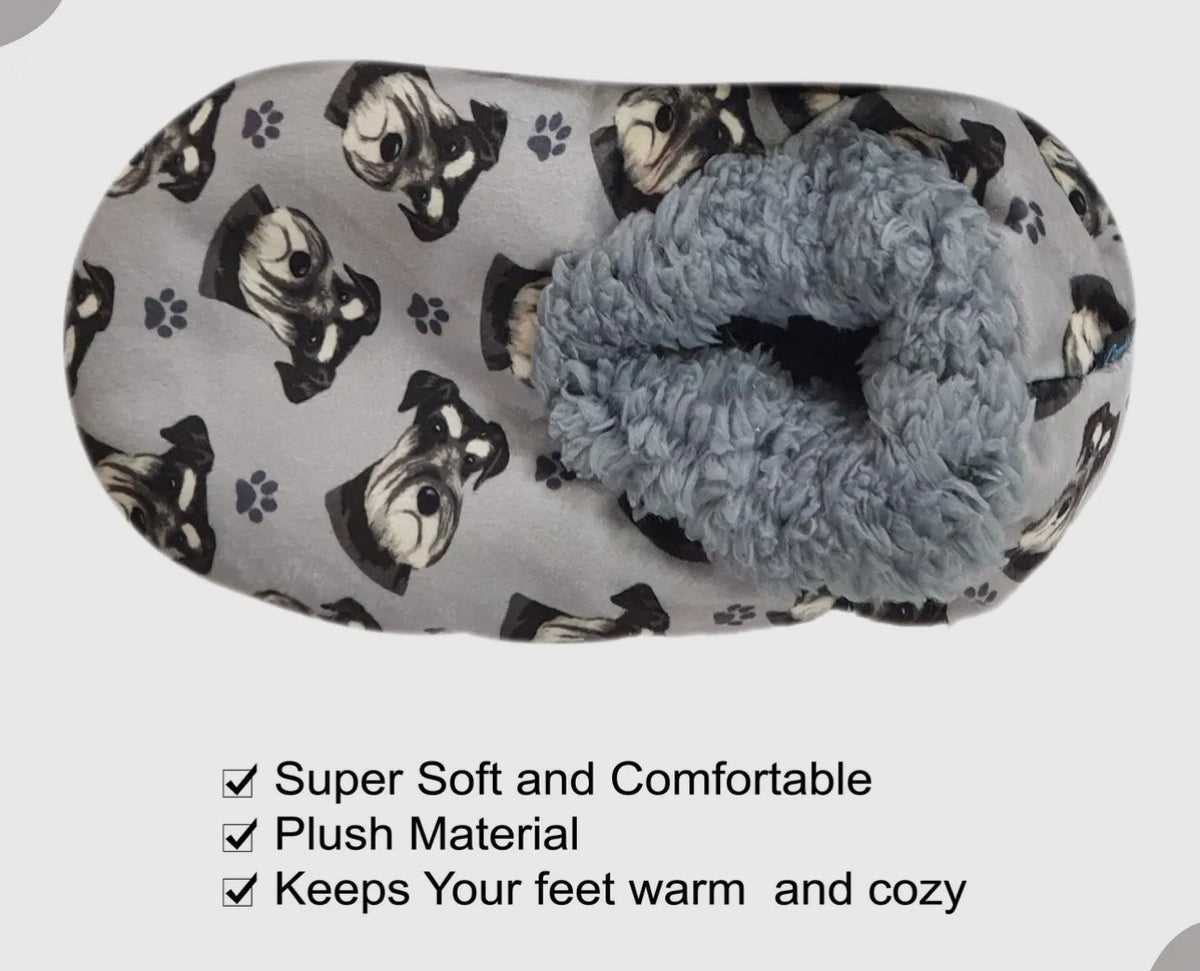 SCHNAUZER Dog Ladies Non-Slip Slippers COMFIES BRAND By E&S Pets - Novelty Socks And Slippers